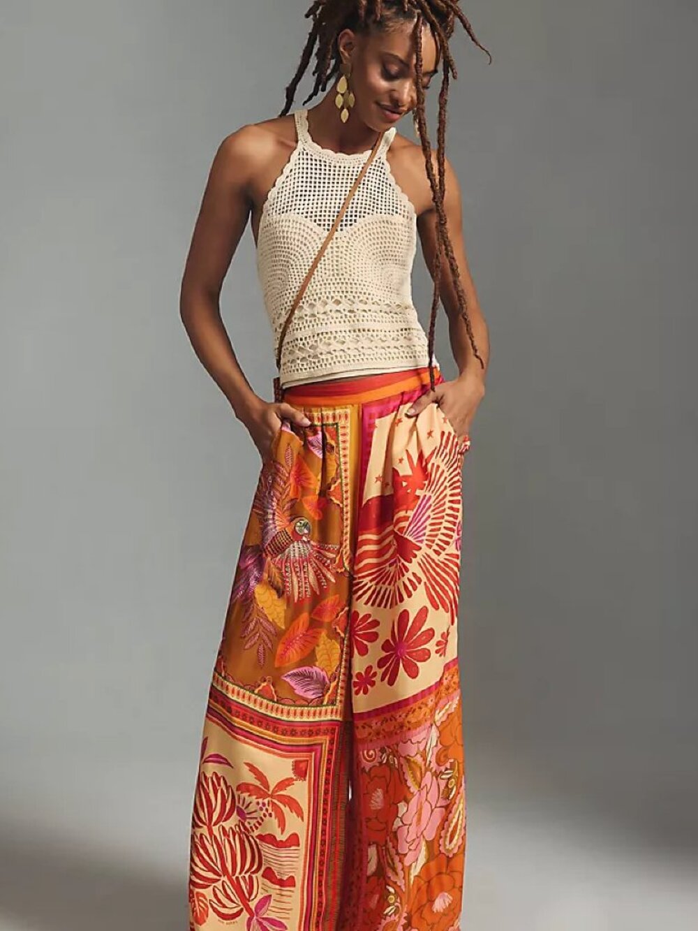 Farm Rio Forest Mixed Scarves Wide-Leg Pants NWT, Size Small - Picture 2 of 3